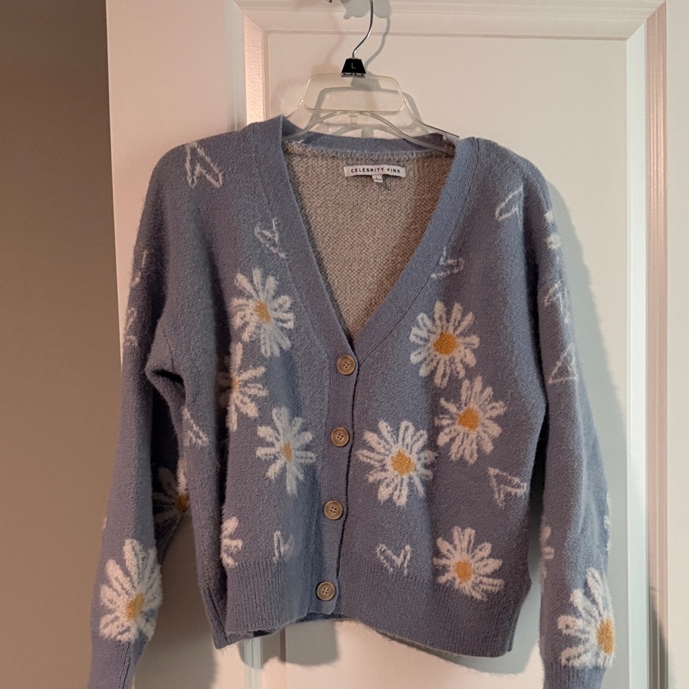 Celebrity Pink Floral Blue Cardigan